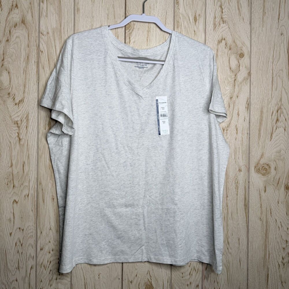 Time and Tru Women's Cotton V-Neck Tee with Short Sleeves
